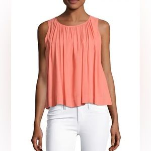 J Brand Isla Sleeveless Pleated Coral Top